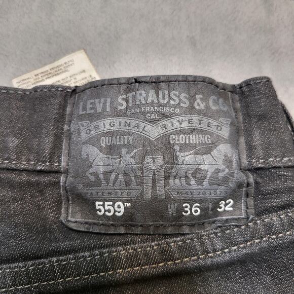 Levis 559 Jeans Mens 35x31 Black Straight Leg Denim Comfort Stretch Mid Rise - Picture 3 of 10